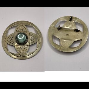 Vintage brooch medallion made in Mexico alpaca